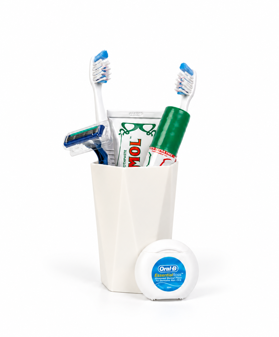geometric toothbrush holder cup for bathroom counter